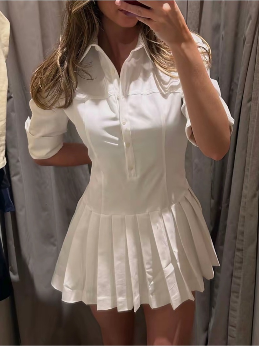 Zara White Pleated Polo Mini Dress/ROMPER